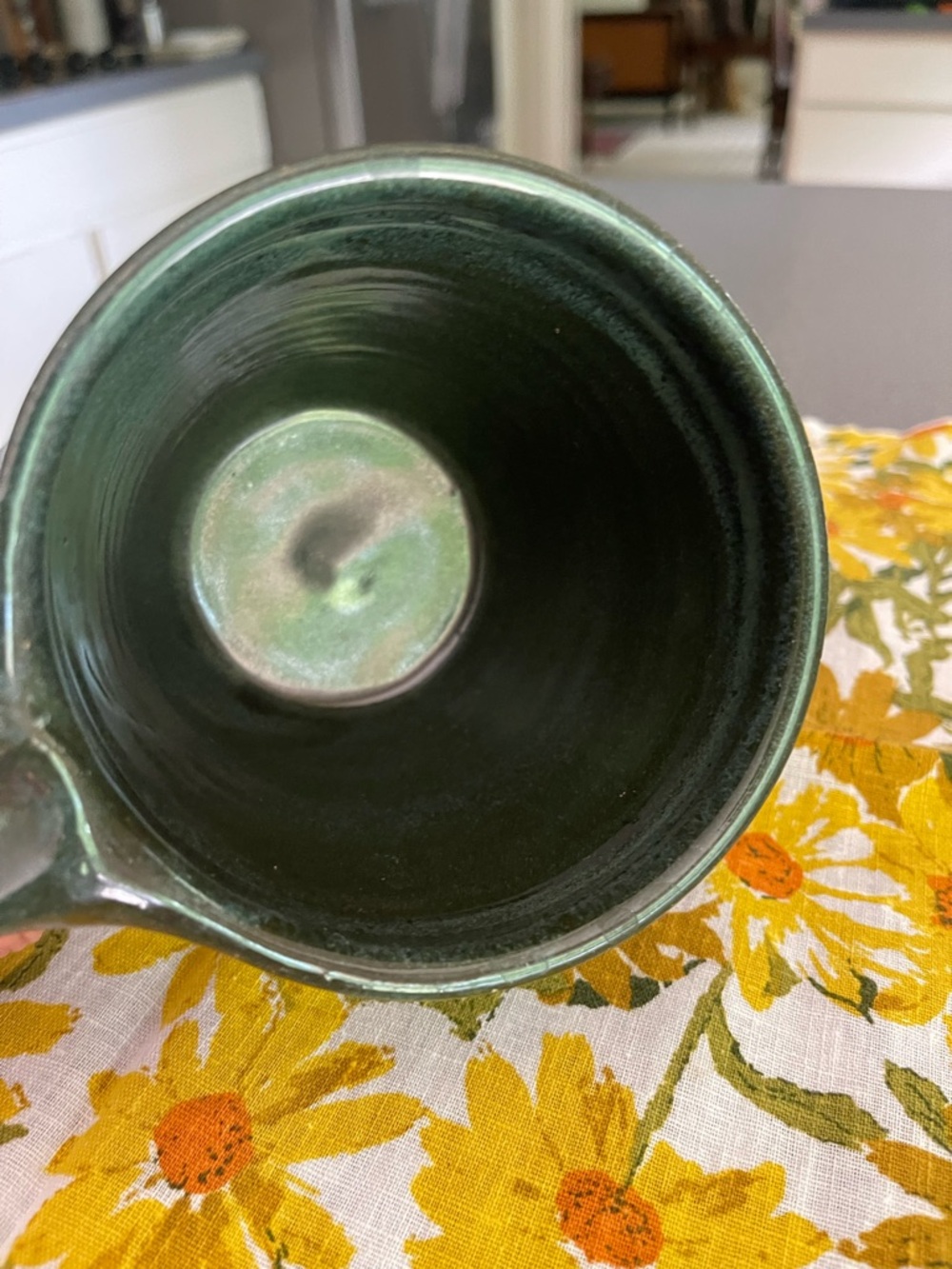 Handcrafted Green Ceramic Mug 16 Oz nice friendly handle. - Picture 4 of 5